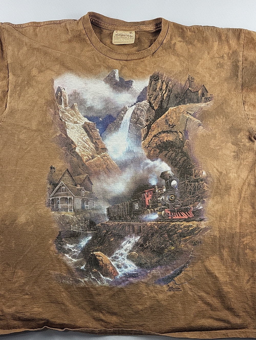 Tie Dye Railroad Mountain Graphic Tee Size XLarge
